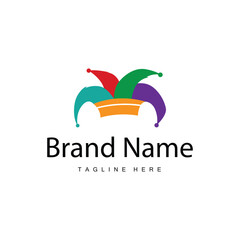 Simple colorful clown hat logo simple circus comedian equipment design template illustration