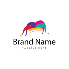 Simple colorful clown hat logo simple circus comedian equipment design template illustration