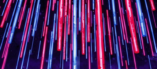 A bunch of red and blue lights that are in the dark.