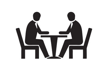 Two businessmen sitting on a chair in the restaurant