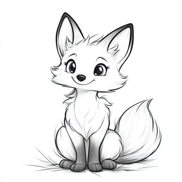 recommend clip art: Cute fox illustration with friendly expression and fluffy tail 