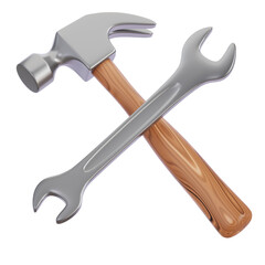 3D hammer and wrench icon illustration