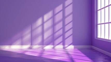 Wall interior background, studio and backdrops show products.with shadow from window color white and purple. background for text insertion and presentation product