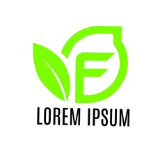 Letter F with leave logo for company
