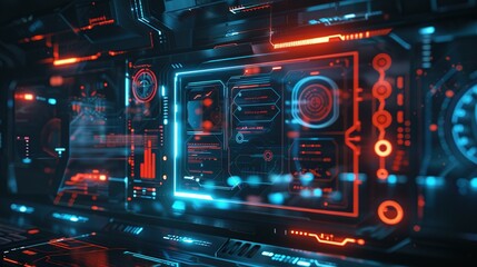 Obraz premium Crafting Futuristic Frames and Headers for HUD User Interface: Callouts, Info Boxes, and More