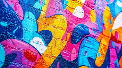 Graffiti wall with inspirational quotes, bold text and typography mixed with abstract patterns