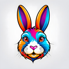 Fototapeta premium Illustration of Rabbit animal mascot head logo on the white background.