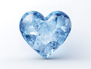 Brilliant piece of ice in the shape of a heart. Beautiful heart made of ice.