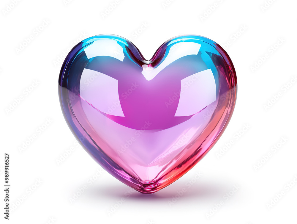 Wall mural glass heart reflection shape isolated on white background. object with clipping path.