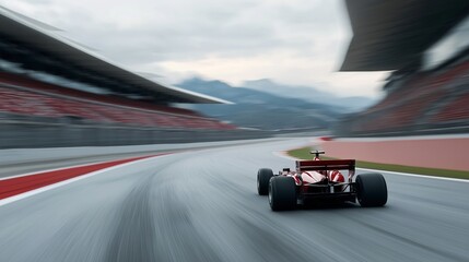 Fast Race Car on a Track with Motion Blur