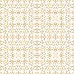 Abstract Golden Flower Outline Seamless Vector Repeat Pattern