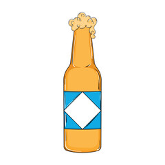 Beer bottle with foam overflowing, Vector