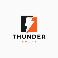 thunderbolt thunder bolt energy spark logo vector icon illustration	
