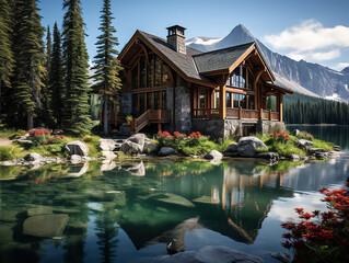 Obraz premium Emerald Lake Lodge is the only property on secluded Emerald Lake,surrounded by breathtaking Rocky