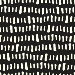 Abstract Organic Black and White Dashed Lines Seamless Vector Repeat Pattern