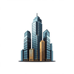 Fototapeta premium A logo depicting tall high-rise business buildings isolated against a plain white background. 