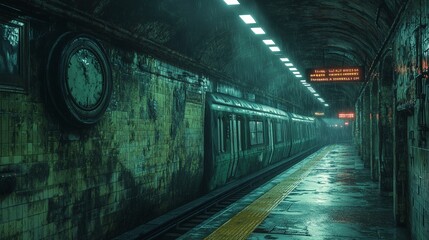 Fototapeta premium subway station atmosphere capturing the essence of urban travel with commuters navigating the space, using ticket machines, and accessing transit routes for efficient movement