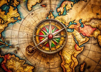 Fototapeta premium Intricate Compass Rose Design on Vintage Map Representing Navigation and Exploration Themes