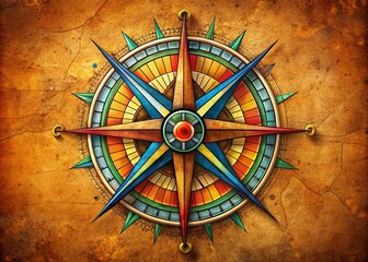 Intricate Direction Compass Rose on Vintage Background for Navigation and Travel Themed Designs