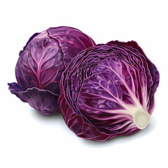 Fototapeta premium A Colorful Display of Fresh Crimson Cabbage: Perfectly Shaped, with Deep Purple Leaves Ready to Enhance Any Culinary Dish, Showcasing Nature's Beauty and Nutritional Benefits