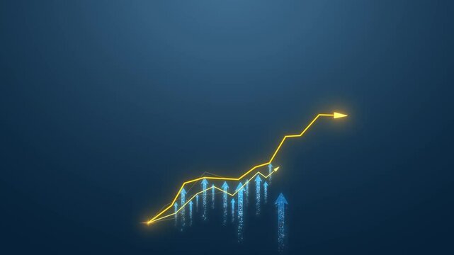 Business Growth Concept with Graph and Copy Space for Financial Data Analysis and Market Trends