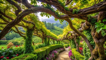 Naklejka premium Intricate Patterns of Nature: Strangle Scenes in Lush Greenery and Twisted Vines in the Wild