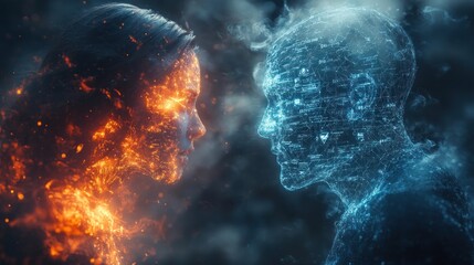 Fototapeta premium Digital Fire and Ice