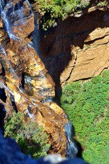Wentworth waterfall close-up in the Blue Mountains Australia