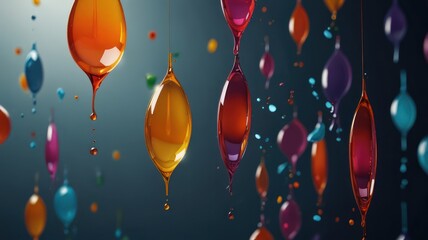 Abstract Colorful Droplets Suspended in Air