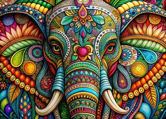 Fototapeta premium Intricate Zentangle Elephant Design with Detailed Patterns and Textures for Artistic Inspiration