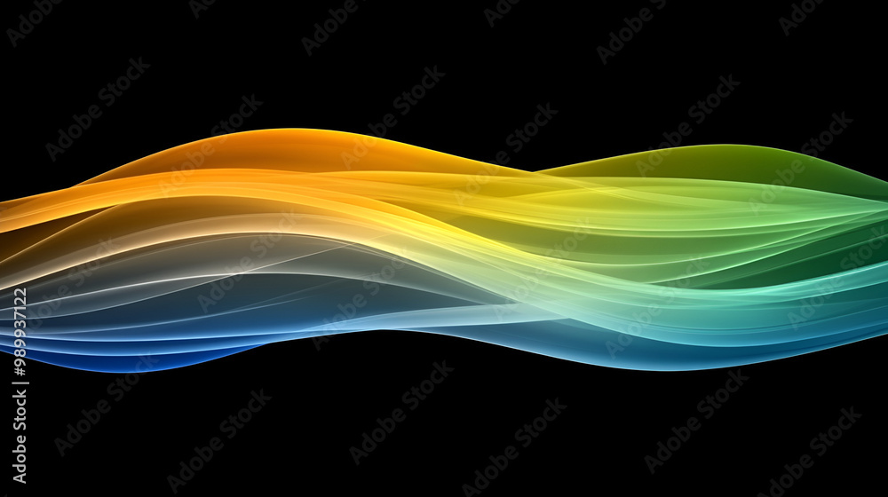 Poster soft flowing lines in vibrant colors create a smooth gradient against a dark background showcasing m