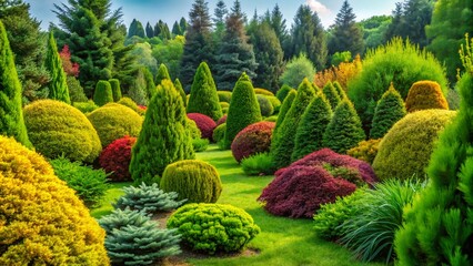 Lush Evergreen Bushes in a Serene Natural Setting with Vibrant Green Foliage and Tranquil Vibes