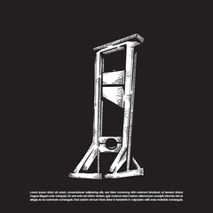 hand drawn guillotine punishment stuff vector illustration