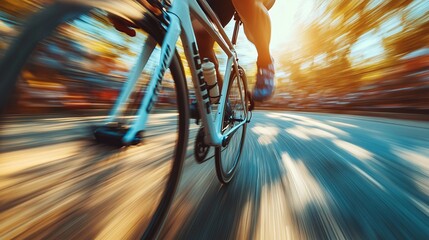 legs of a cyclist in a track cycling race with blur from high speed during a bicycle racing competition showcasing athletic endurance and strength in this fast-paced competitive sport