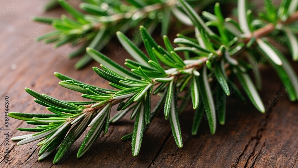 Canvas Prints Fresh rosemary sprigs with fragrant green leaves closeup