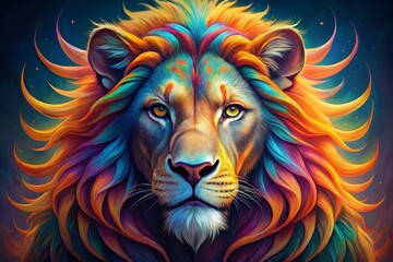 Obraz premium Majestic Lion Emblem Symbolizing Strength and Courage for Branding and Logo Design Purposes