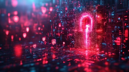 Obraz premium Cybersecurity Lock