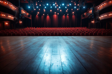 A Wide, Well-Lit Theater Stage with Audience Seating in View: Prepared for an Engaging Theatrical Experience