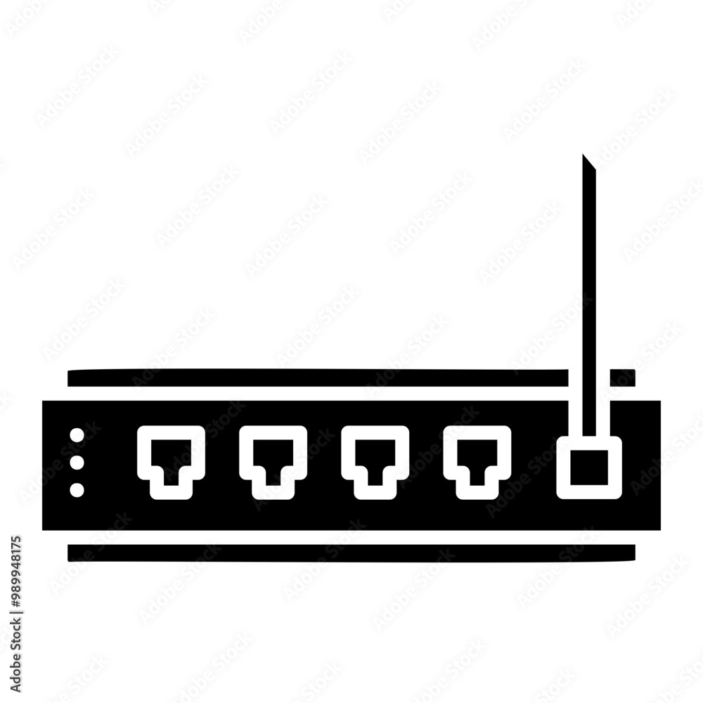 Sticker illustration of router glyph icon