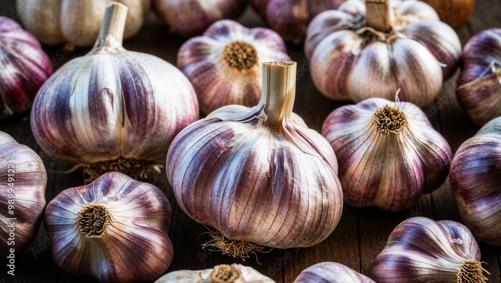 Sticker Whole garlic cloves with smooth skin closeup