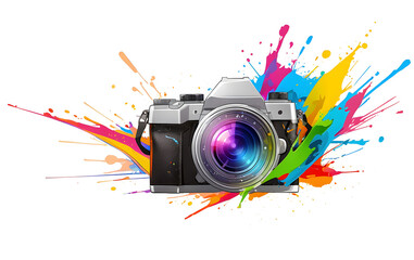 Explore Creativity with a Vibrant Watercolor Camera Illustration