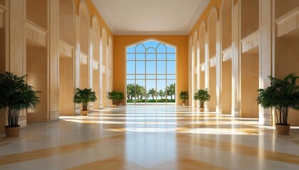 Fototapeta premium Luxurious interior featuring polished marble floors, intricate wall designs, and grand pillars, creating a timeless and opulent classic aesthetic