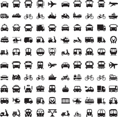 Transport Silhouette Icons Set