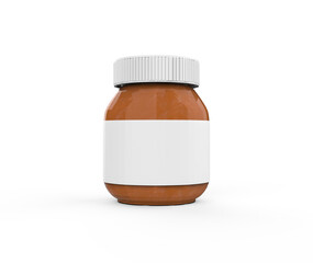 Peanut butter box, Jar with tasty peanut butter isolated on white background