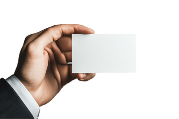 Obraz premium Blank Business Card Mockup: Hand Holding a White Card