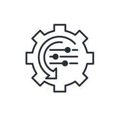 Equipment, device with control panel. Vector linear icon isolated on white background.