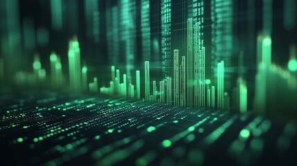 analysis of green investment banking charts with bar charts demonstrating eco-friendly stock market trends showcasing financial growth and sustainability