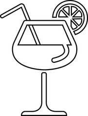 Alcoholic Cocktail icon. Beverage vector in trendy line style. Minimal summer alcohol cocktail in glass for restaurant and menu design element. drink sign or logo isolated on transparent background.