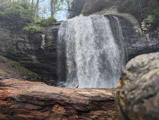 Large water fall in North Carolina mountains