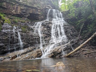 Waterfall cascading over rocks in Tennessee forest